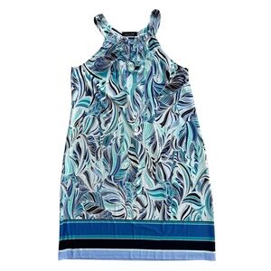 Perceptions Blue and Black Swirl Pattern Dress